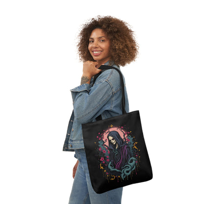 Gothic wraith tote bag with ethereal design - alternative fashion accessory featuring mystical dark fantasy artwork and spacious interio