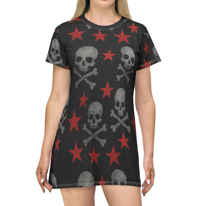 Stellar Star Revenant Skull T-Shirt Dress 
Gothic punk rock casual comfy dress
Cosmic gothic tee dress stitched with celestial grit.