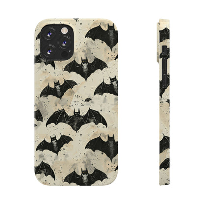 Alternative bat pattern phone case - protective tech accessory featuring playful gothic design