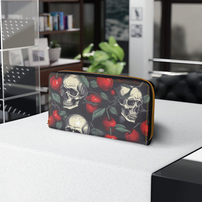 Crimson Skull gothic wallet with red skull motif

Alternative fashion punk rock wallet in crimson

Edgy gothic zip wallet with skull design

 