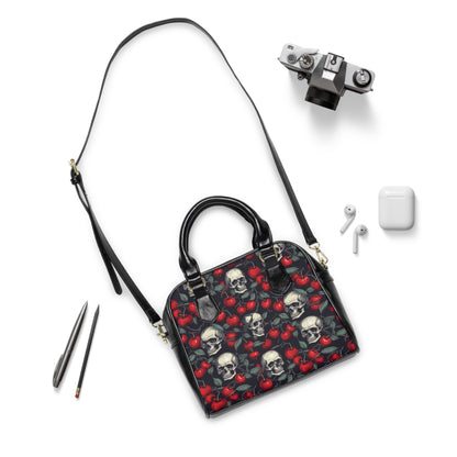 Crimson Skull gothic handbag with red skull motif

Alternative fashion skull handbag in crimson tones

Edgy gothic handbag with rebellious skull design

Red punk rock shoulder bag - alternative handbag featuring edgy design and practical style