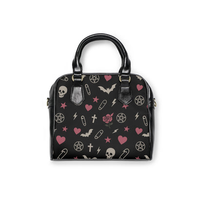 Pink Is the New Goth handbag in bold pink gothic style
Alternative fashion gothic purse in playful pink design
Edgy punk rock handbag with gothic pink motif