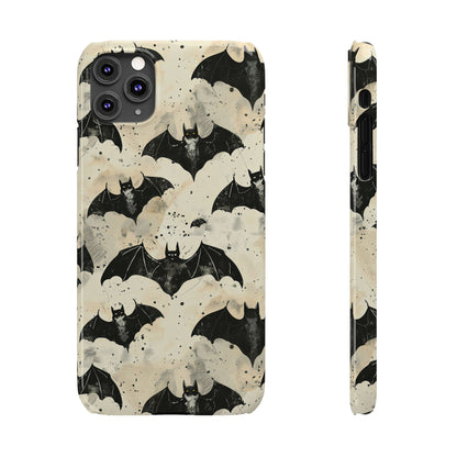 Alternative bat pattern phone case - protective tech accessory featuring playful gothic design