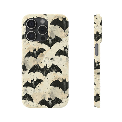 Alternative bat pattern phone case - protective tech accessory featuring playful gothic design
