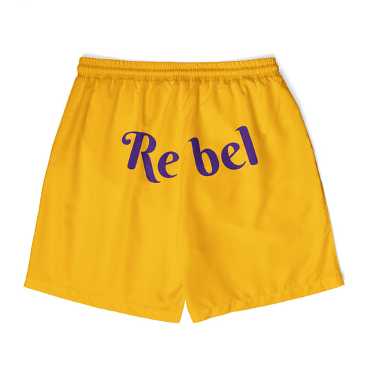 Yellow unisex swim shorts - alternative beach fashion featuring bold color and inclusive sizing for all