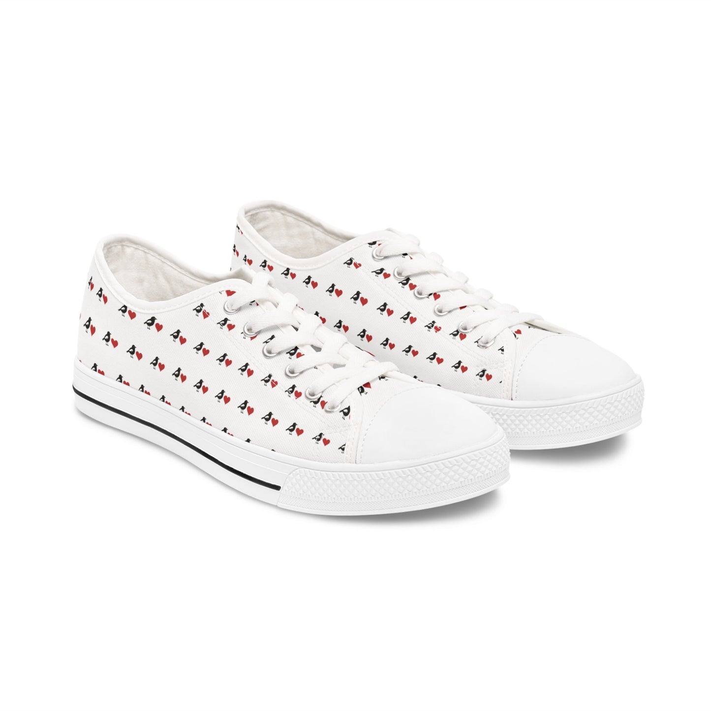 Cute Ravens Hearts Canvas Sneakers