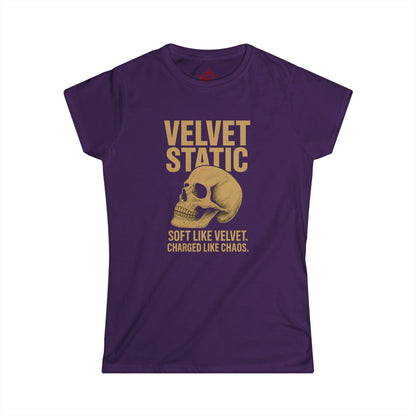 Camiseta gráfica de calavera estática de terciopelo
