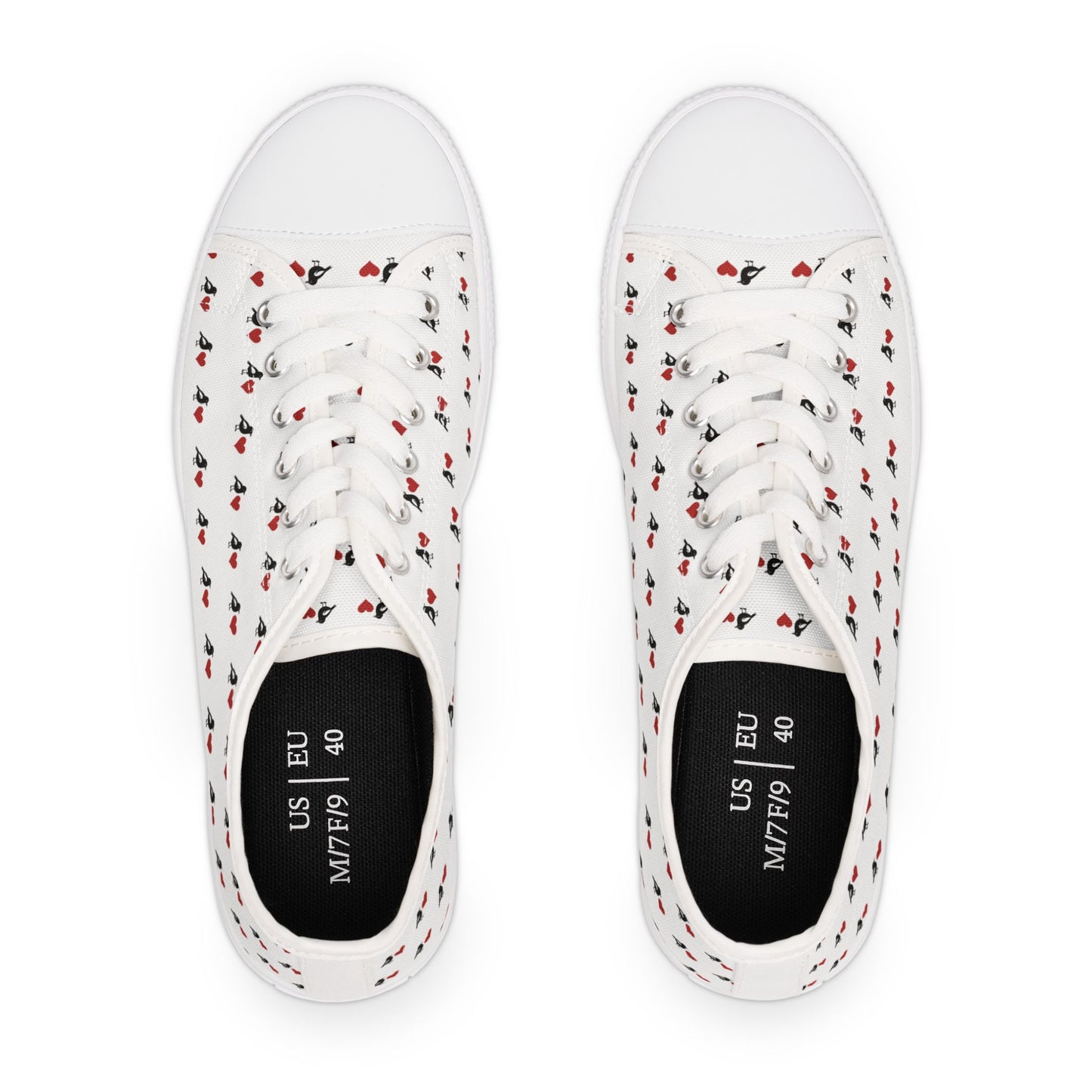 Cute Ravens Hearts Canvas Sneakers