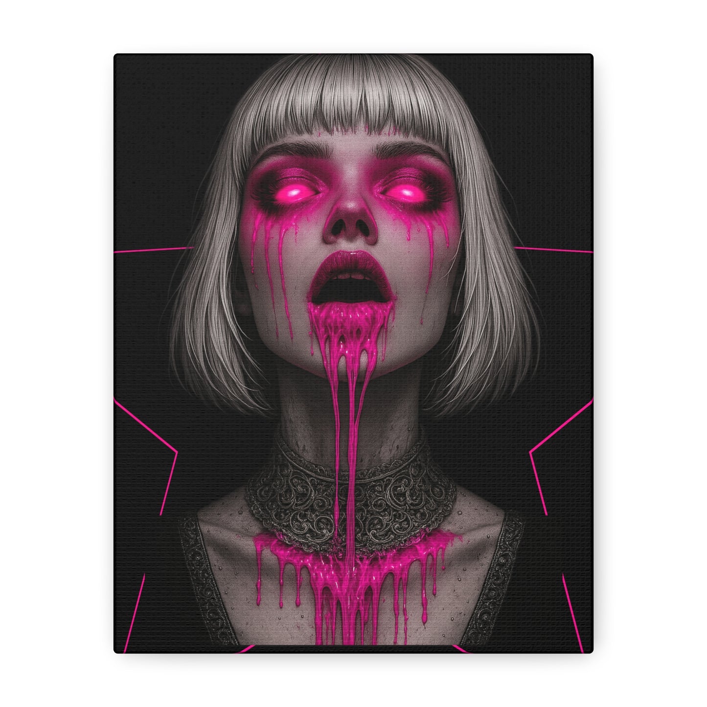 Neon Horror Portrait Canvas
