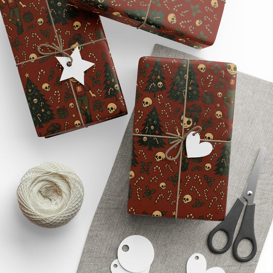 'Miss Sleigh' Gothmas Rebel Skull Gift Wrapping Paper