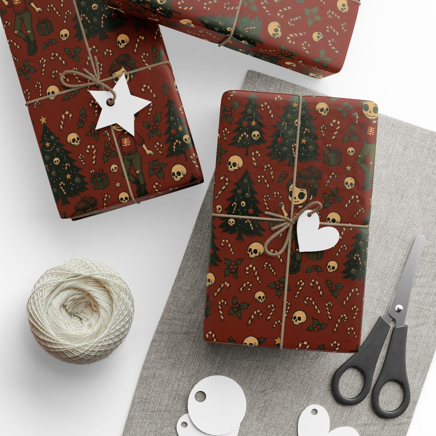 'Miss Sleigh' Gothmas Rebel Skull Gift Wrapping Paper