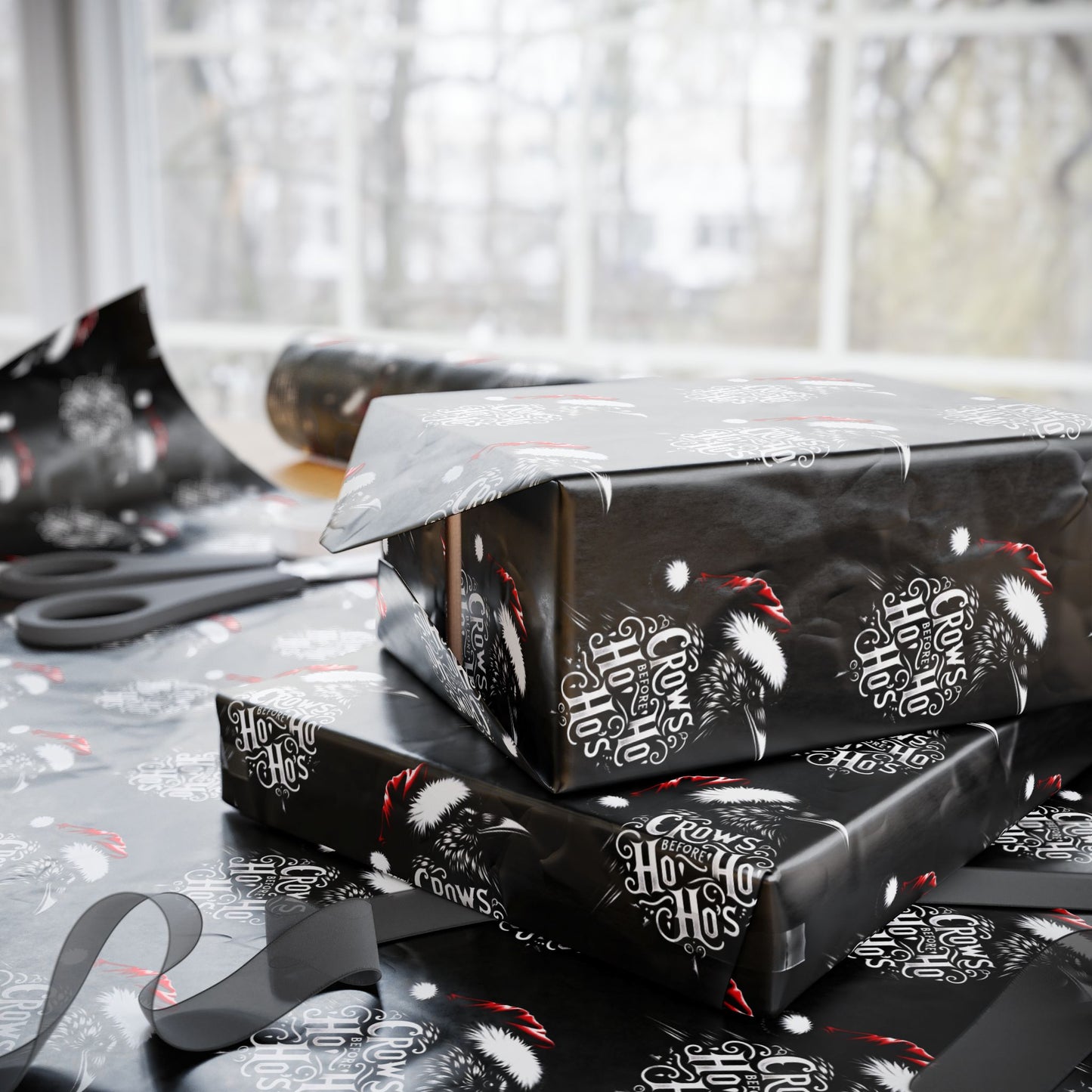 Hoe Hoe Hoe Ravens Christmas Gift Wrapping Paper