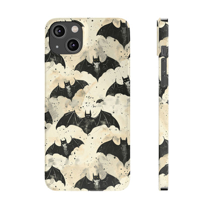 Alternative bat pattern phone case - protective tech accessory featuring playful gothic design