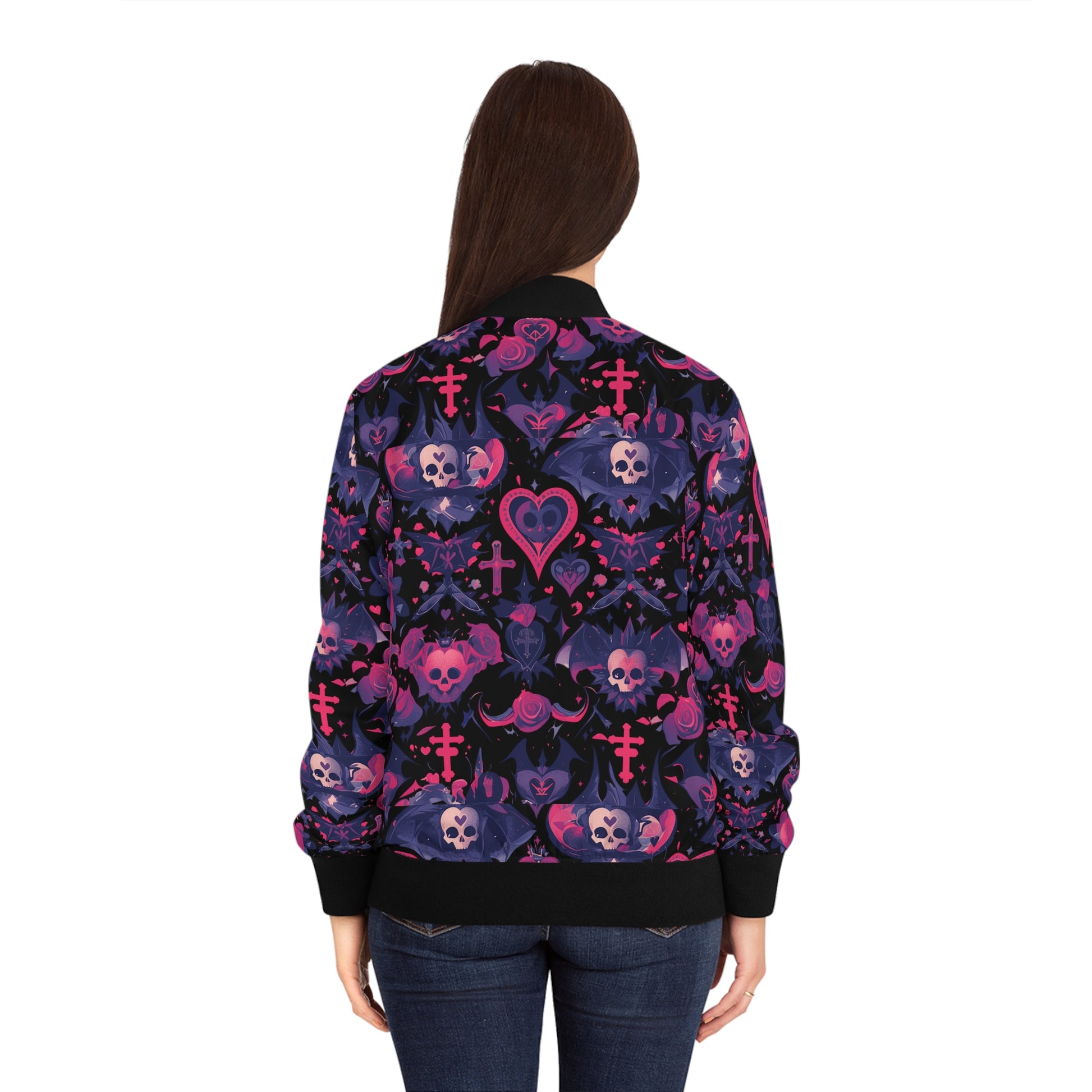 Phantom Clash bomber jacket with gothic edge

Alternative fashion punk rock bomber jacket

Edgy gothic bomber jacket in phantom black

