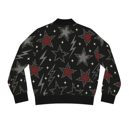 Voidstar gothic bomber jacket with cosmic star motif
Alternative fashion bomber jacket in star pattern
Edgy punk rock bomber jacket with celestial gothic design
