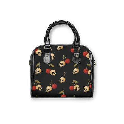 Gothic Cherries & Skulls handbag with cherry and skull motif
Alternative fashion gothic purse with playful skull design
Edgy punk rock handbag with cherries and skull artwork