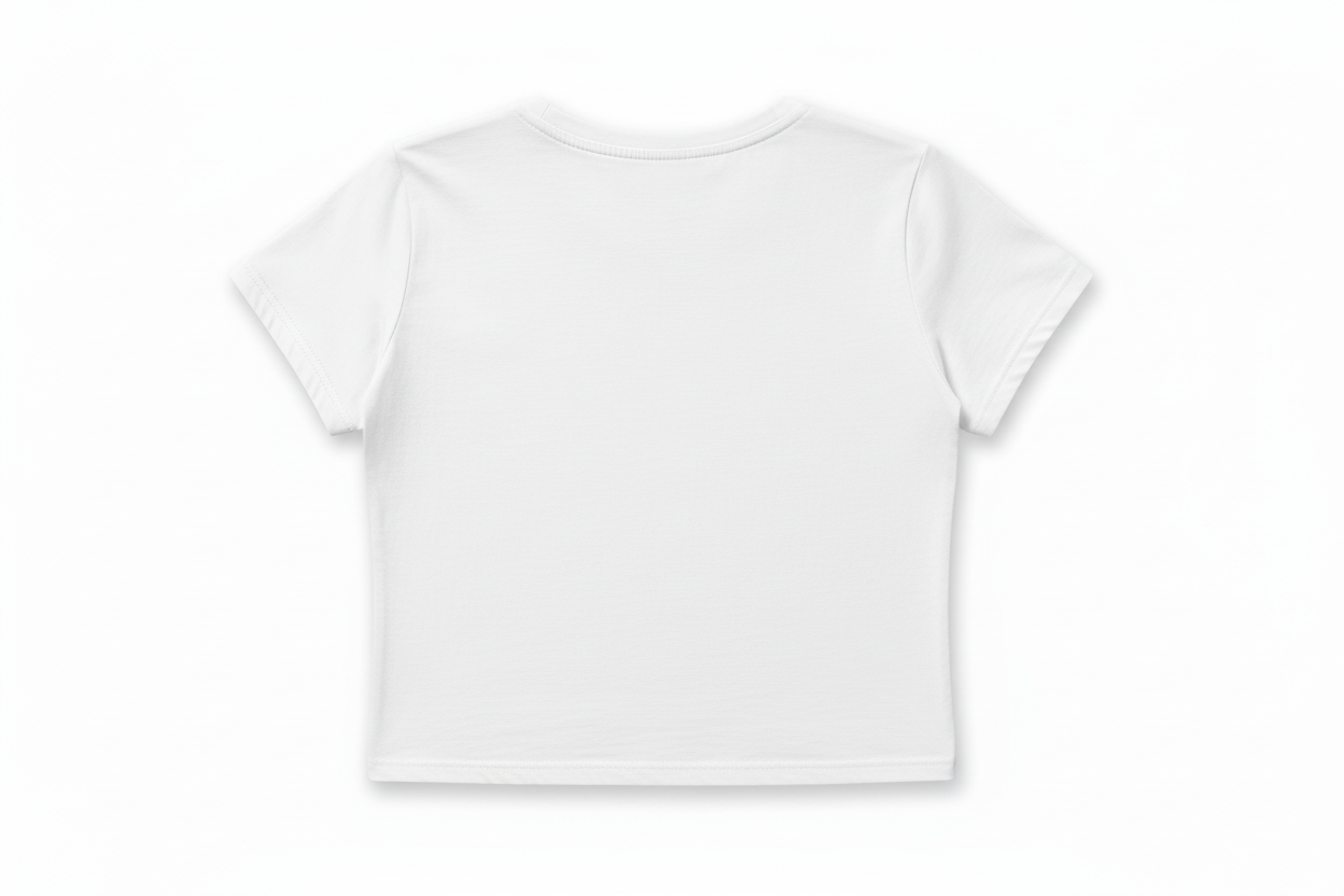 White t-shirt on a light gray background