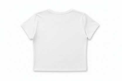 White t-shirt on a light gray background