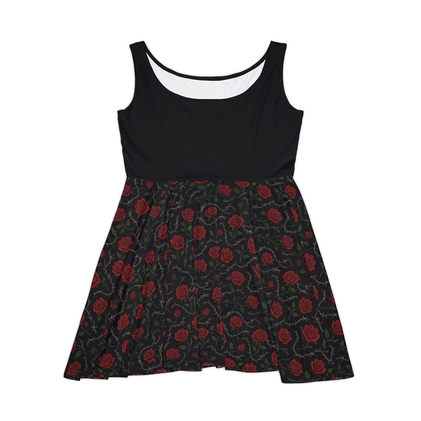 “Gothic skater dress with rose and thorn print”

“Alternative fashion skater dress with roses and thorns”