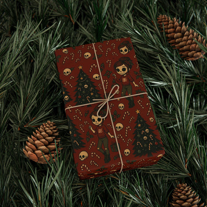 'Miss Sleigh' Gothmas Rebel Skull Gift Wrapping Paper