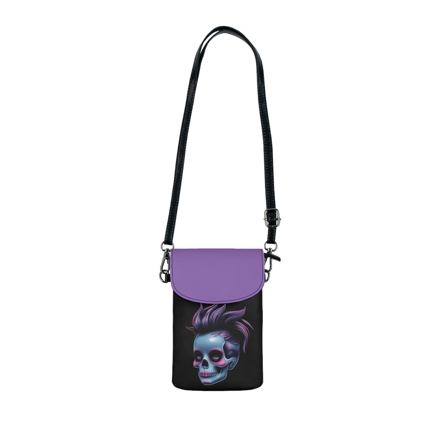 Violet Chaos Skull Crossbody Phone Bag