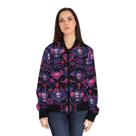 Phantom Clash bomber jacket with gothic edge

Alternative fashion punk rock bomber jacket

Edgy gothic bomber jacket in phantom black

