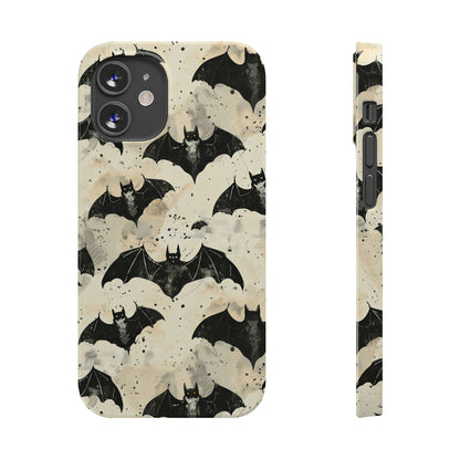 Alternative bat pattern phone case - protective tech accessory featuring playful gothic design