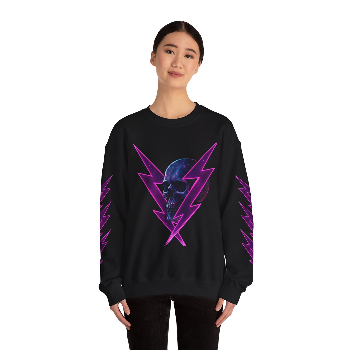 Skull Crewneck Sweatshirt with Badass Neon Design