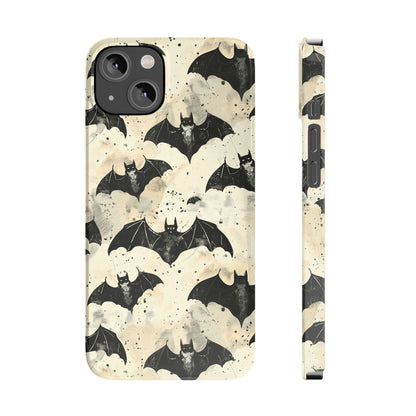 Alternative bat pattern phone case - protective tech accessory featuring playful gothic design