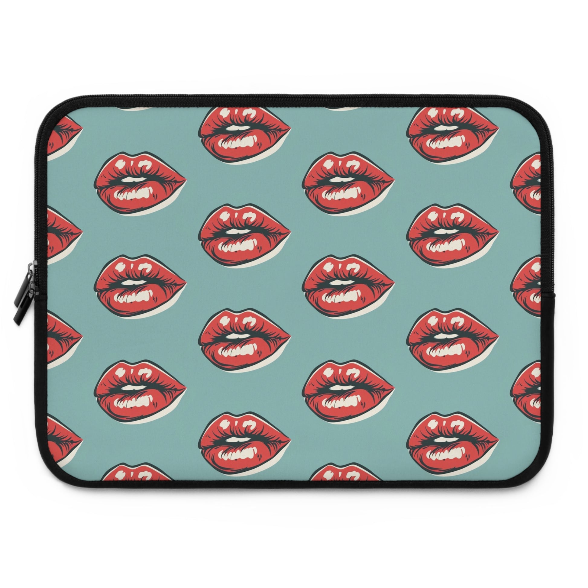 Alternative laptop sleeve with bold lip design - rock style tech accessory featuring protective construction