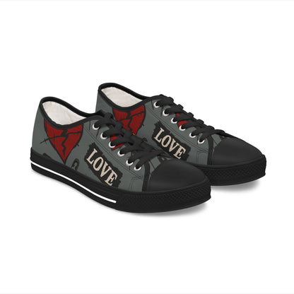 Barbed Love sneakers with gothic barbed heart motif
Edgy punk rock sneakers with barbed-wire heart design
Alternative fashion sneakers with rebellious gothic edge