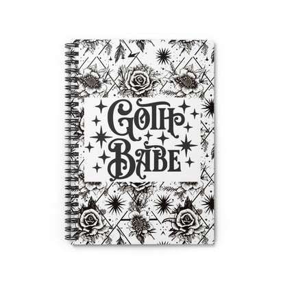 Goth Babe spiral journal notebook with gothic cover
Alternative fashion gothic notebook with spiral binding
Edgy goth journal for writing and sketching
