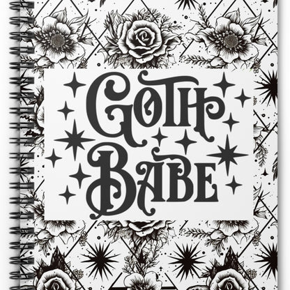 Goth Babe spiral journal notebook with gothic cover
Alternative fashion gothic notebook with spiral binding
Edgy goth journal for writing and sketching
