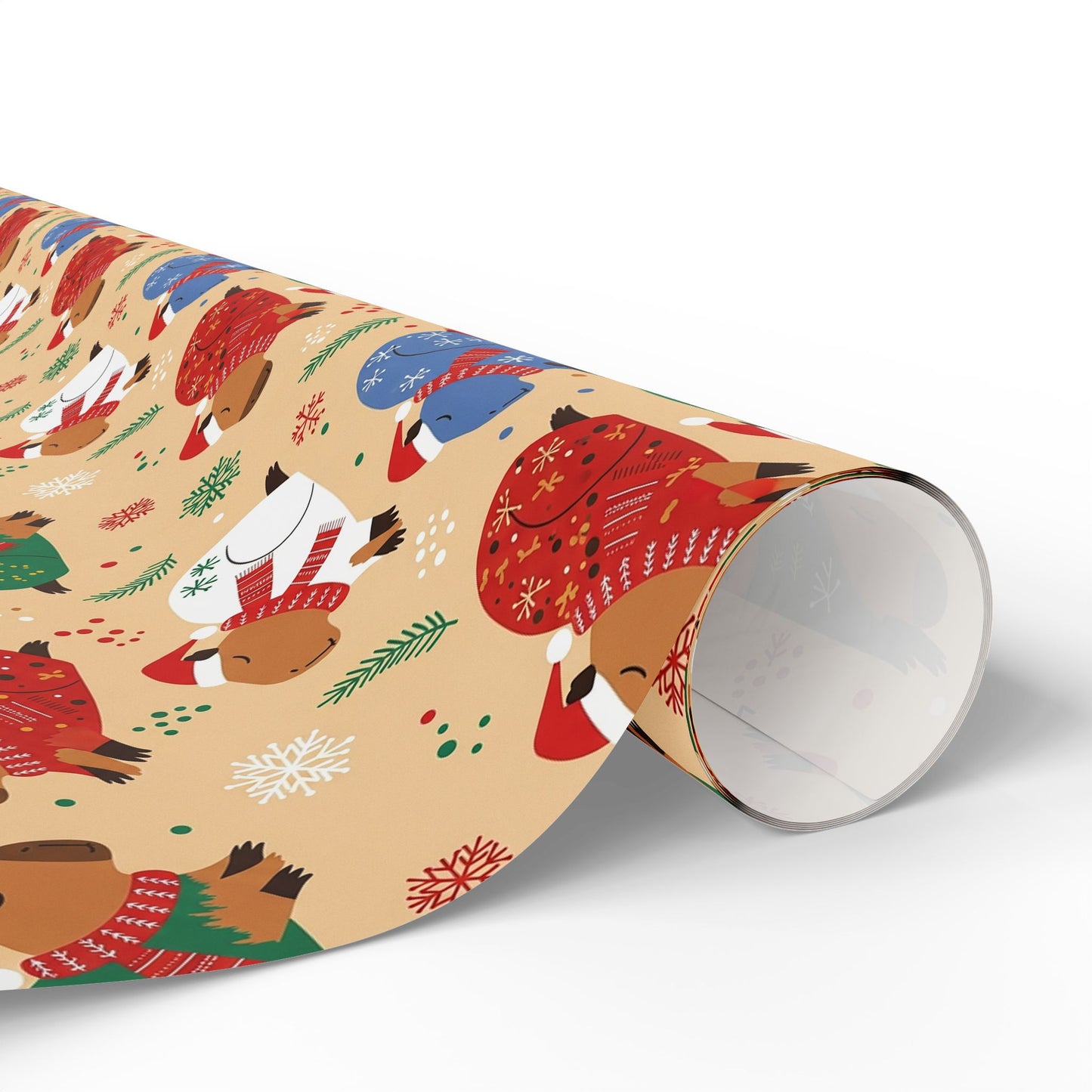 The Sleepiest Christmas Capybara Wrapping Paper — Multi-Color Holiday Animal Gift Wrap a