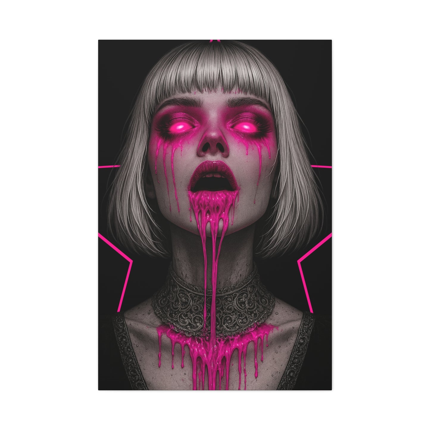 Neon Horror Portrait Canvas