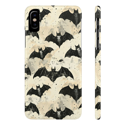 Alternative bat pattern phone case - protective tech accessory featuring playful gothic design