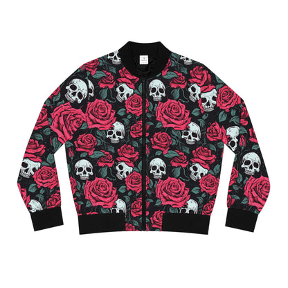 Roses & Skulls bomber jacket with gothic skull and rose design
Gothic rose and skull jacket 