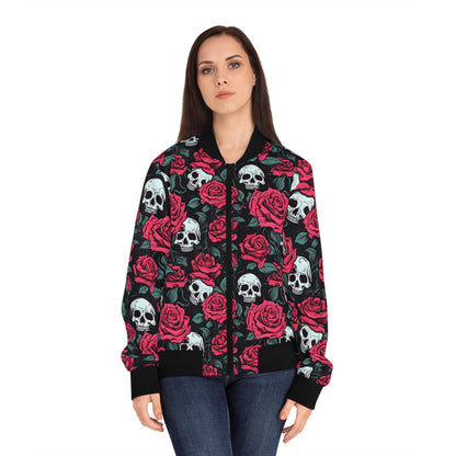 Roses & Skulls bomber jacket with gothic skull and rose design
Gothic rose and skull jacket 