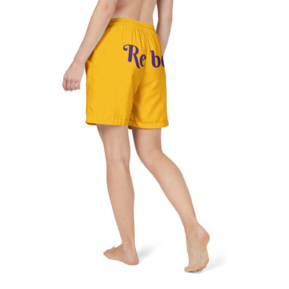 Solar Inferno swim shorts with a punk rock motif
Alternative fashion swim trunks with solar-inspired print
Gothic punk rocker swim shorts for festivals