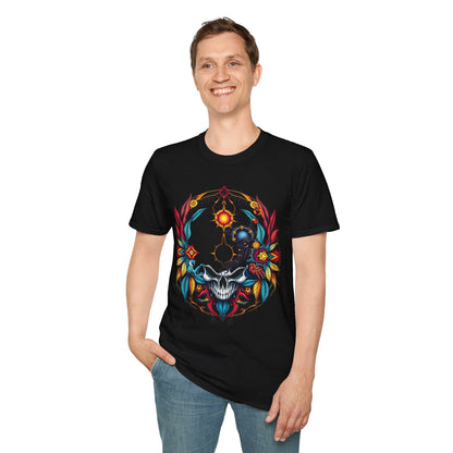 Camiseta gráfica "Atrévete a mirar" con calavera