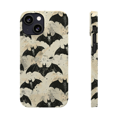 Alternative bat pattern phone case - protective tech accessory featuring playful gothic design