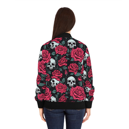 Roses & Skulls bomber jacket with gothic skull and rose design
Gothic rose and skull jacket 