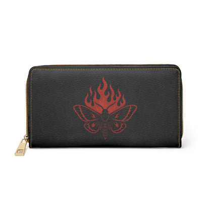 Cinderflight gothic wallet with fiery moth motif

Alternative fashion wallet with gothic moth design

Edgy gothic zip wallet with cinder-wing artwork

 