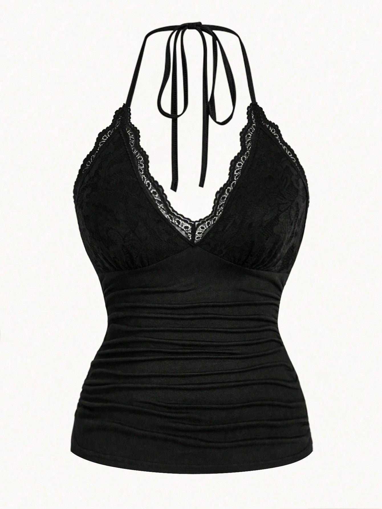 Plus size lace ruffle halter - dark romantic fashion featuring gothic design and inclusive sizing S-5XL