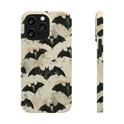 Alternative bat pattern phone case - protective tech accessory featuring playful gothic design
