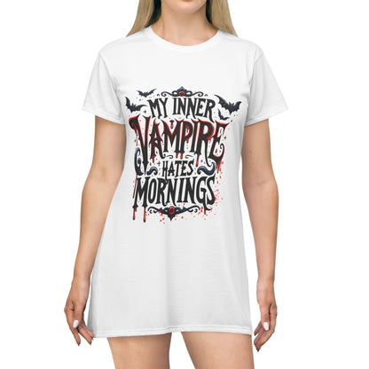Gothic vampire sleep shirt in dark colors - comfortable alternative loungewear featuring nocturnal design and inclusive sizing S-5XL