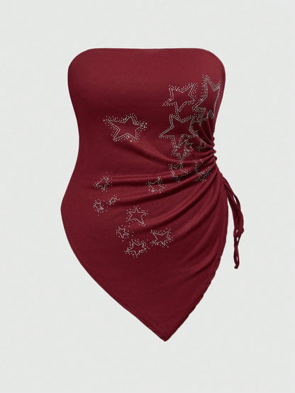 Punk Riot Tube Top with grunge hem and studs
Gothic strapless punk halter top
Alternative fashion strapless punk top with studded design