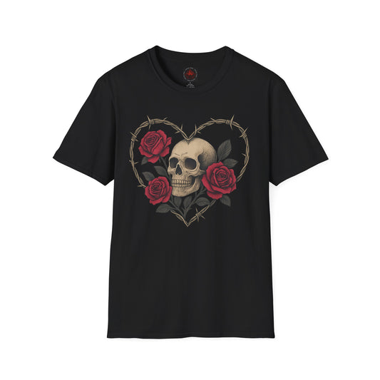 Thorned Rose Skull Gothic Graphic Tee