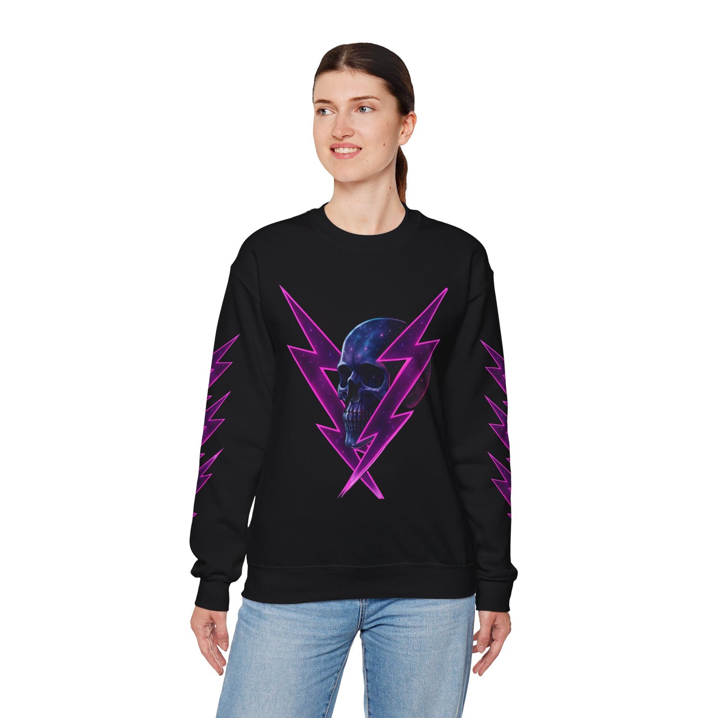 Skull Crewneck Sweatshirt with Badass Neon Design