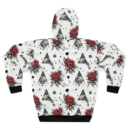 Alternative style hoodie with roses and thorns design - edgy floral fashion featuring comfortable fit and inclusive sizing S-5XL
